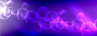 Vektör soyut arka plan sıvı baloncuk daireleri, gölgeler ve ışık efektleri ile sıvı gradyan. Metin için parlak tasarım şablonları