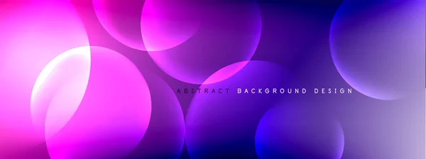 Vector abstract background liquid bubble circles on fluid gradient with shadows and light effects. Shiny design templates for text — Stock Vector