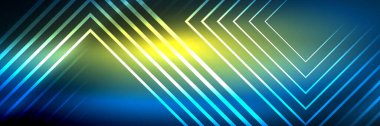 Parlak neon parlayan tekno çizgiler, kare şekilli ileri teknoloji soyut arka plan şablonu