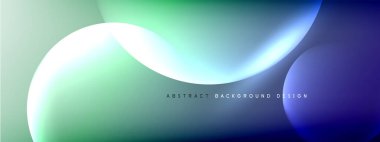 Vektör soyut arka plan sıvı baloncuk daireleri, gölgeler ve ışık efektleri ile sıvı gradyan. Metin için parlak tasarım şablonları