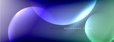 Vektör soyut arka plan sıvı baloncuk daireleri, gölgeler ve ışık efektleri ile sıvı gradyan. Metin için parlak tasarım şablonları