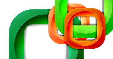 Kare geometrik vektör soyut arkaplan, dinamik minimum modern şablon. Üst üste binen yuvarlak köşeli çok renkli kare şekiller