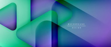 Üçgen geometrik soyut arkaplanı şekillendirir. Üç boyutlu gölge efektleri ve sıvı eğimleri. Metin mesajınız için modern üstüste bindirme formları duvar kağıdı