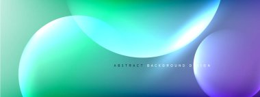 Vektör soyut arka plan sıvı baloncuk daireleri, gölgeler ve ışık efektleri ile sıvı gradyan. Metin için parlak tasarım şablonları