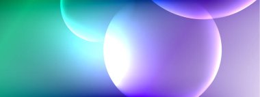 Vektör soyut arka plan sıvı baloncuk daireleri, gölgeler ve ışık efektleri ile sıvı gradyan. Metin için parlak tasarım şablonları