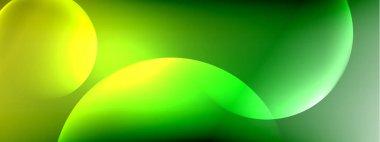 Vektör soyut arka plan sıvı baloncuk daireleri, gölgeler ve ışık efektleri ile sıvı gradyan. Metin için parlak tasarım şablonları