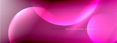 Vektör soyut arka plan sıvı baloncuk daireleri, gölgeler ve ışık efektleri ile sıvı gradyan. Metin için parlak tasarım şablonları