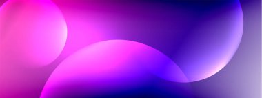 Vektör soyut arka plan sıvı baloncuk daireleri, gölgeler ve ışık efektleri ile sıvı gradyan. Metin için parlak tasarım şablonları