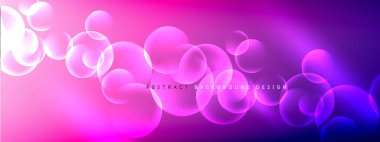Vektör soyut arka plan sıvı baloncuk daireleri, gölgeler ve ışık efektleri ile sıvı gradyan. Metin için parlak tasarım şablonları