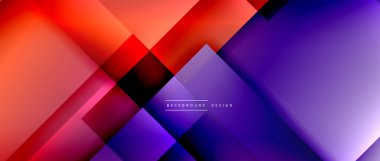 Kare şekiller bileşimi, akışkan geometrik soyut arkaplan. 3B gölge efektleri, modern tasarım şablonu