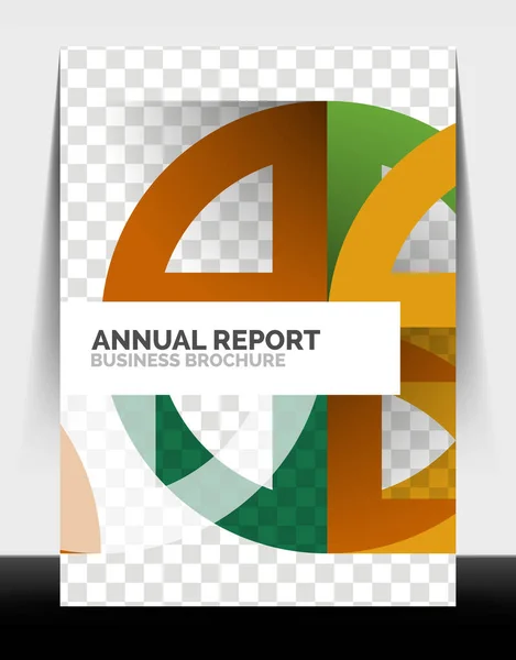 ビジネスフライヤー年次報告書、円と三角形の形現代的なデザイン — ストックベクタ
