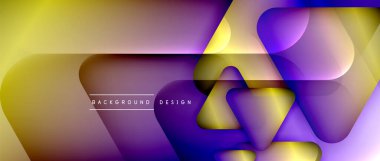 Üçgen geometrik soyut arkaplanı şekillendirir. Üç boyutlu gölge efektleri ve sıvı eğimleri. Metin mesajınız için modern üstüste bindirme formları duvar kağıdı