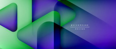 Üçgen geometrik soyut arkaplanı şekillendirir. Üç boyutlu gölge efektleri ve sıvı eğimleri. Metin mesajınız için modern üstüste bindirme formları duvar kağıdı