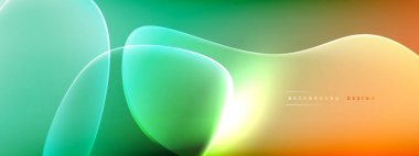 Vektör soyut arkaplan - sıvı kabarcıklar, gölgeler ve ışık efektleri ile sıvı gradyan şekiller. Metin için parlak tasarım şablonu