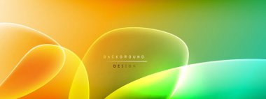 Vektör soyut arkaplan - sıvı kabarcıklar, gölgeler ve ışık efektleri ile sıvı gradyan şekiller. Metin için parlak tasarım şablonu