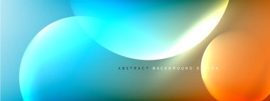 Vektör soyut arka plan sıvı baloncuk daireleri, gölgeler ve ışık efektleri ile sıvı gradyan. Metin için parlak tasarım şablonları
