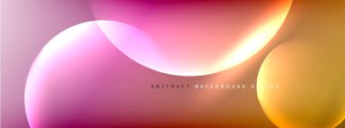 Vektör soyut arka plan sıvı baloncuk daireleri, gölgeler ve ışık efektleri ile sıvı gradyan. Metin için parlak tasarım şablonları