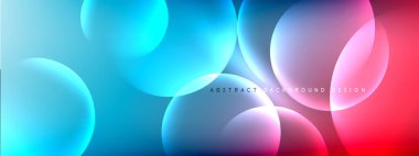 Vektör soyut arka plan sıvı baloncuk daireleri, gölgeler ve ışık efektleri ile sıvı gradyan. Metin için parlak tasarım şablonları