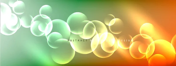 Vector abstract background liquid bubble circles on fluid gradient with shadows and light effects. Shiny design templates for text — Stock Vector