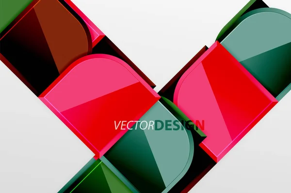 Cuadrados de vidrio brillante con elementos redondos de composición geométrica. Fondo geométrico abstracto con composición de efecto 3d para fondo de pantalla, Banner, Fondo, Tarjeta, Ilustración de libro, landing page — Vector de stock