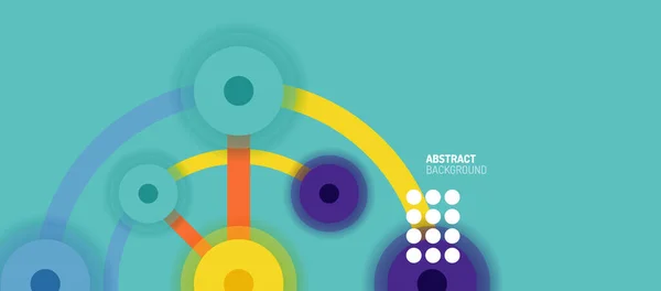 Style plat fond abstrait géométrique, des points ronds ou des connexions de cercle sur fond de couleur. Concept de réseau technologique. — Image vectorielle