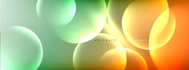 Vektör soyut arka plan sıvı baloncuk daireleri, gölgeler ve ışık efektleri ile sıvı gradyan. Metin için parlak tasarım şablonları