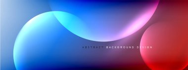 Vektör soyut arka plan sıvı baloncuk daireleri, gölgeler ve ışık efektleri ile sıvı gradyan. Metin için parlak tasarım şablonları