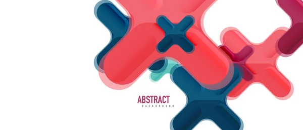 Glossy multicolored plastic style cross composition, x shape design, techno geometric modern abstrak background. Templat tata letak abstrak Trendy - Stok Vektor