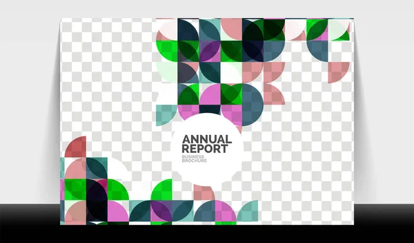 Orizzontale A4 business flyer modello di relazione annuale, cerchi e forme in stile triangolo design geometrico moderno per il layout della brochure, rivista o opuscolo — Vettoriale Stock