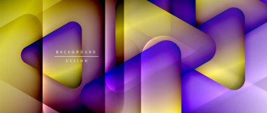 Üçgen geometrik soyut arkaplanı şekillendirir. Üç boyutlu gölge efektleri ve sıvı eğimleri. Metin mesajınız için modern üstüste bindirme formları duvar kağıdı