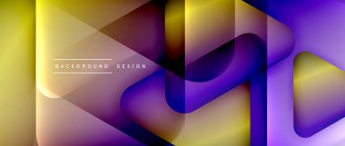 Üçgen geometrik soyut arkaplanı şekillendirir. Üç boyutlu gölge efektleri ve sıvı eğimleri. Metin mesajınız için modern üstüste bindirme formları duvar kağıdı