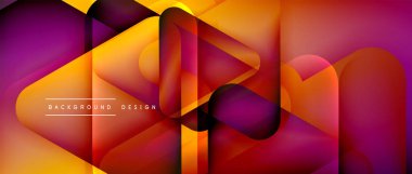 Üçgen geometrik soyut arkaplanı şekillendirir. Üç boyutlu gölge efektleri ve sıvı eğimleri. Metin mesajınız için modern üstüste bindirme formları duvar kağıdı