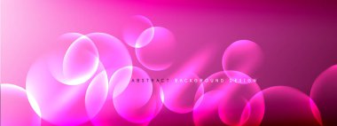 Vektör soyut arka plan sıvı baloncuk daireleri, gölgeler ve ışık efektleri ile sıvı gradyan. Metin için parlak tasarım şablonları