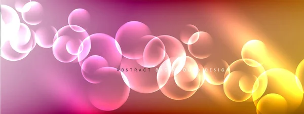 ベクトル抽象背景影と光の効果を持つ流体勾配上の液体バブル円。テキスト用の光沢のあるデザインテンプレート — ストックベクタ