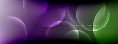 Vektör soyut arka plan sıvı baloncuk daireleri, gölgeler ve ışık efektleri ile sıvı gradyan. Metin için parlak tasarım şablonları