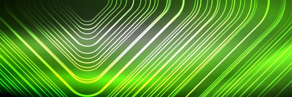 Leuchtende Neon-Linien, Streifen und Wellen, Technologie abstrakten Hintergrund. Trendige abstrakte Layoutvorlage für Business- oder Technologiepräsentation, Internet-Poster oder Web-Broschüre, Tapete — Stockvektor