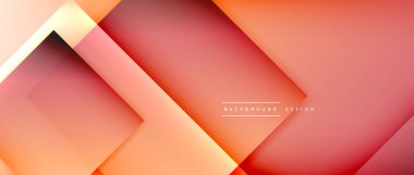 Kare şekiller bileşimi, akışkan geometrik soyut arkaplan. 3B gölge efektleri, modern tasarım şablonu