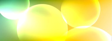 Vektör soyut arka plan sıvı baloncuk daireleri, gölgeler ve ışık efektleri ile sıvı gradyan. Metin için parlak tasarım şablonları