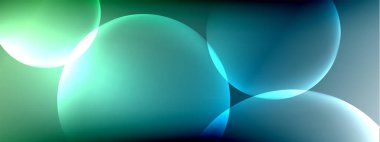 Vektör soyut arka plan sıvı baloncuk daireleri, gölgeler ve ışık efektleri ile sıvı gradyan. Metin için parlak tasarım şablonları