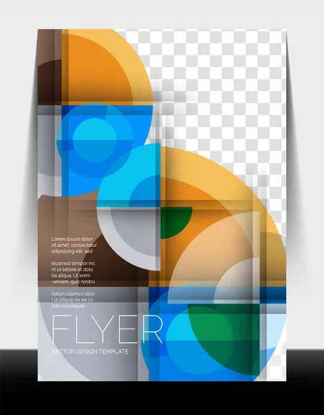 A4 flyer annual report circle design, vector background print template — 스톡 벡터