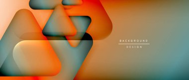 Üçgen geometrik soyut arkaplanı şekillendirir. Üç boyutlu gölge efektleri ve sıvı eğimleri. Metin mesajınız için modern üstüste bindirme formları duvar kağıdı