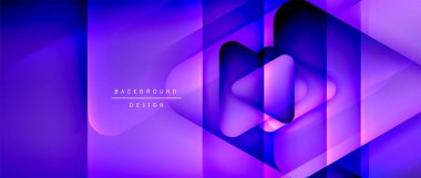 Üçgen geometrik soyut arkaplanı şekillendirir. Üç boyutlu gölge efektleri ve sıvı eğimleri. Metin mesajınız için modern üstüste bindirme formları duvar kağıdı