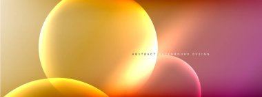 Vektör soyut arka plan sıvı baloncuk daireleri, gölgeler ve ışık efektleri ile sıvı gradyan. Metin için parlak tasarım şablonları