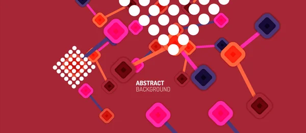 Abstract square dot connections, flat style multicolored geometric background for Wallpaper, Banner, Background, Card, Book Illustration, landing page or poster design — Stock Vector