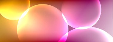 Vektör soyut arka plan sıvı baloncuk daireleri, gölgeler ve ışık efektleri ile sıvı gradyan. Metin için parlak tasarım şablonları