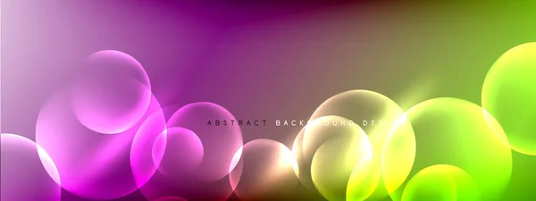 Vector abstract background liquid bubble circles on fluid gradient with shadows and light effects. Shiny design templates for text — Stock Vector