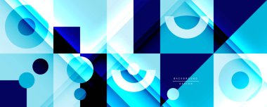 Neo memphis geometrik deseni daireler, kareler ve çizgilerle. Kapaklar, afişler, el ilanları ve posterler ve diğer şablonlar için pop sanatları soyut arka plan