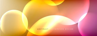 Vektör soyut arka plan sıvı baloncuk daireleri, gölgeler ve ışık efektleri ile sıvı gradyan. Metin için parlak tasarım şablonları