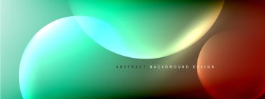 Vektör soyut arka plan sıvı baloncuk daireleri, gölgeler ve ışık efektleri ile sıvı gradyan. Metin için parlak tasarım şablonları