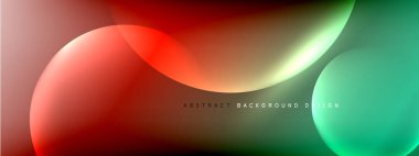 Vektör soyut arka plan sıvı baloncuk daireleri, gölgeler ve ışık efektleri ile sıvı gradyan. Metin için parlak tasarım şablonları